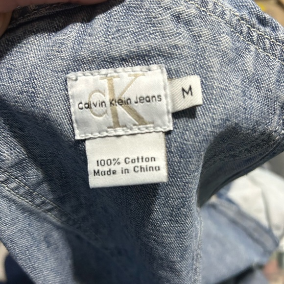 Vintage Y2K Calvin Klein Cropped Denim Carpenter Overalls Women's size Medium - Picture 14 of 15